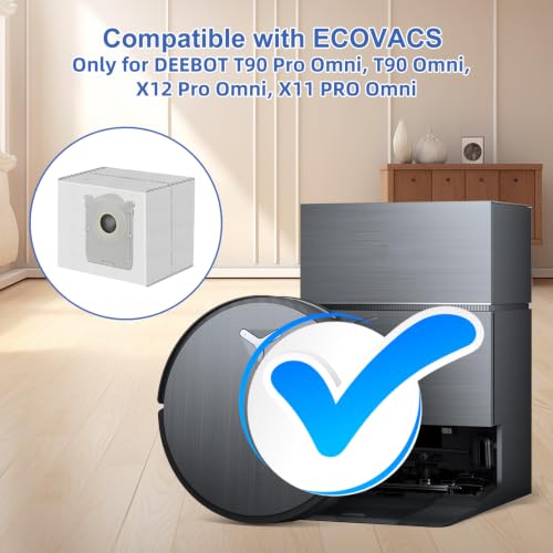 12 Dust Bags for Ecovacs Deebot T90 Omni, T90 Pro Omni, X11 Pro Omni, X12 PRO OMNI Robot Vacuum Cleaner, Antibacterial Replacement Bags