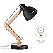 MUTUW Wooden Swing Arm Desk Lamp, e26 e27 LED Bulb Lamp, 40W, Metal Wooden, Perfect for Reading Study Work Office, Black