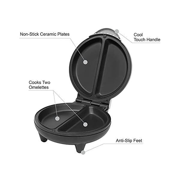Dual Omelette Maker Electric - Easy Clean Non-Stick Cooking Plate - Makes Healthy Omelettes, Scrambled & Fried Eggs…