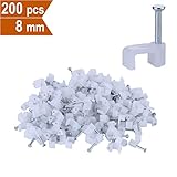 Nail-In Cable Clips (200-Pack) - CelerCable Flat Ethernet Cable Clips 0.3in for Cat 7 Flat Cables (8mm)