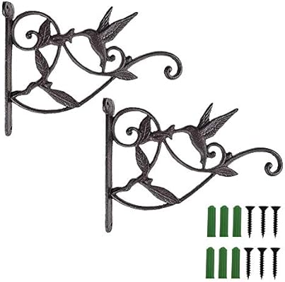 Hanging Plant Hook Bracket Wrought Iron Metal Hummingbird Hanger