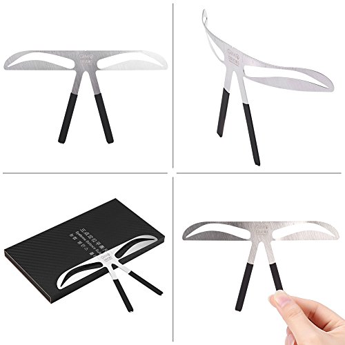 Eyebrow Ruler, Permanent Tattoo Eyebrow Measure Balance Extension Three-point positioning design Ruler Shape Stencil Stainless Steel Makeup Tool(European Style Eyebrow)