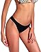 Women Sexy Lady Brazilian V-Style Ruched Ruffle Cheeky Bikini Bottom Thong Hot Summer Beachwear Black