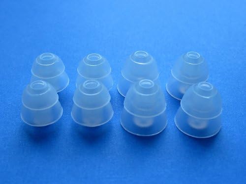 8 pcs: 4 Small / 4 Large Clear Double (2 Layer) Flange Earbuds Eartips Set for Shure E3c, E4c, E4G, E5c, I3C, i4c, SCL3, SCL4, SCL5 In-Ear Stereo Earphones Headset