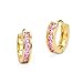 14k Gold Plated Brass Pink Channel Cubic Zirconia Huggie Baby Girls Earrings