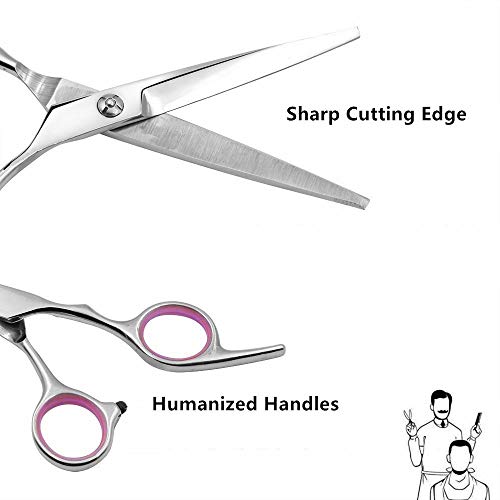 Family Hair Cutting Scissors 6.5" Stainless Steel Hair Scissors - Barber Thinning/Texturizing Scissors Set with Fine Adjustment Screw（Pink） - Thumbnail 2