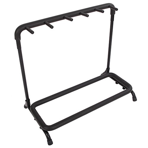 Kuyal Guitar Stand 5 Holder Guitar Display Rack Multi Guitar Storage Padded-Foam Rails- Black (5 Holder)