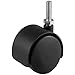 Shepherd Hardware 9733 2-Inch Office Chair Caster, Twin Wheel, 5/16-Inch Threaded Stem Diameter, 75-lb Load Capacity,Black