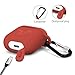 LIKDAY AirPods Case with Strap Protective Silicone Cover with Carabiner for Apple Airpods Accessories ( Red )