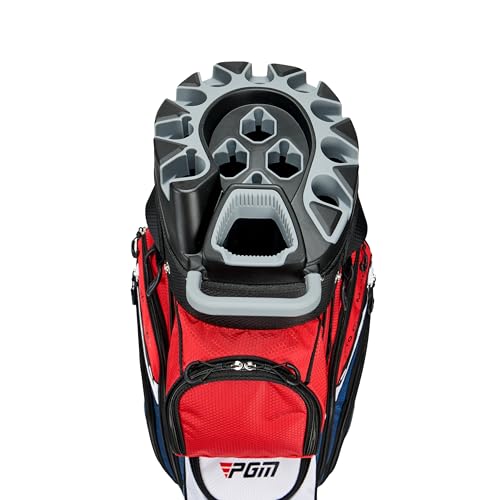 PGM Black Golf Cart Bag, 14 Way Silent Top Divider Premium Golf Bag with Ergonomic Handles & Rain Cover