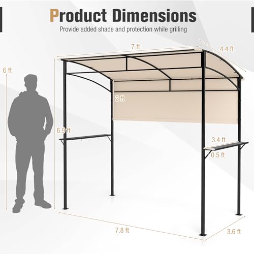 Tangkula 7.8 ft Grill Gazebo with Shelves, Hooks & Fire-Retardant Canopy image 21