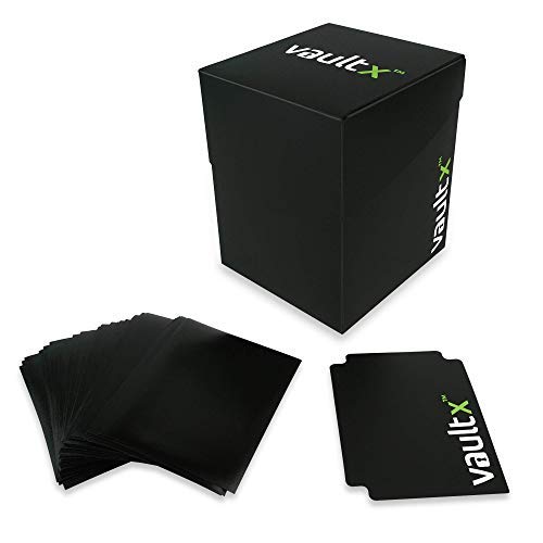 Vault X Deck Box and 150 Black Card Sleeves - Large Size for 120+ Sleeved Cards - PVC Free Card Holder for TCG (Large + 150)