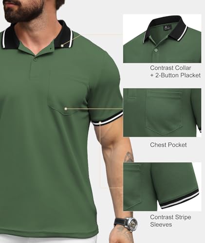 ZITY Men's Polo Short Sleeve Polo Golf Breathable Summer Sports T-shirts with Pocket