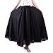 ASHER FASHION Women's Bohemian Style Elastic Waist Band Cotton Linen Long Maxi Skirt Dress (95CM, Black)