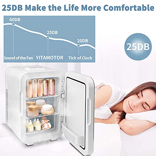 YITAMOTOR White Mini Fridge for Bedroom 10 Liter Desktop Fridge for
