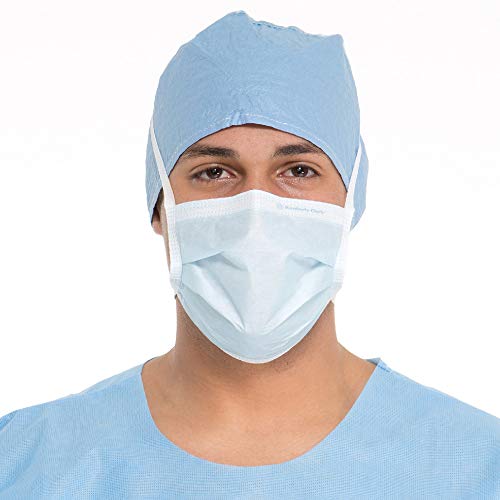 Halyard Health 28802 FLUIDSHIELD Level 1 Surgical Mask with Ties, Pleat Style, Blue (Case of 300)