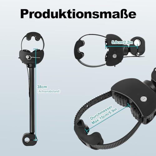 Bicycle Carrier Set with Ratchet Strap, Frame Holder Diameter 25 + 30 mm for Bicycle/Ebike, Adjustable Ratchet Strap Attachment, Removable (Black/Red)