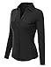 NINEXIS Women's V-Neck Long Sleeve Slim Fit Button Down Blouse Shirt