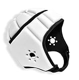 EliteTek Soft Padded Helmet Headgear Protection: 7on7 Tournaments, Flag Football, Team Sports, Training, Rugby, Lacrosse, Soccer, Practice & Epilepsy FITS Youth & Adult! (White, Large)