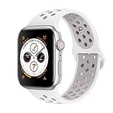 AdMaster Compatible with Apple Watch Bands 42mm 44mm,Soft Silicone Replacement Wristband Compatible with iWatch Series 1/2/3/4 - S/M White/Lavender