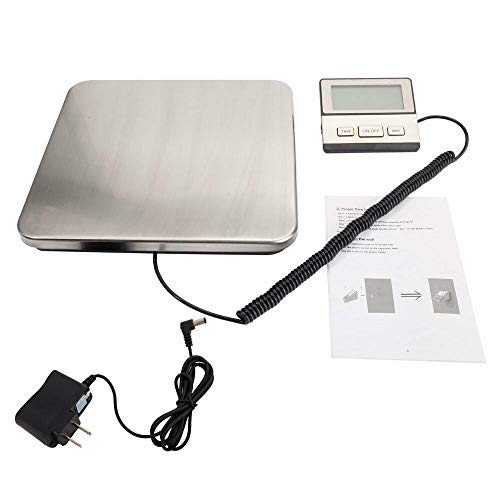200KG 440lb Industrial Digital Postal Scale, MOCCO Heavy Duty Stainless Steel Large Platform with Weighing Indicator Powered by Batteries or AC Adapter for UPS USPS Floor Bench Office Weight