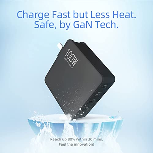 USB C Wall Charger Type C GaN Charger Power Adapter - PD 100W 4 Ports for USB C Laptop Smartphone - Compatible with MacBook Pro Air iPhone iPad Pro Samsung