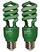 SLEEKLIGHTING 13 Watt Green Spiral CFL Light Bulb- UL Approved- General Purpose Spiral CFL Green Light Bulbs - 120Volt, E26 Medium Base. (Pack of 4)