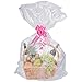 SelfTek 20Pack Clear Gift Basket Bags Large Cellophane Present Wrap Bags with 20Pack Bows Ribbon for Gifts and Baskets Wrapping,Arts & Crafts Packaging,Treat,Doll and Garment 32 by 22 Inches