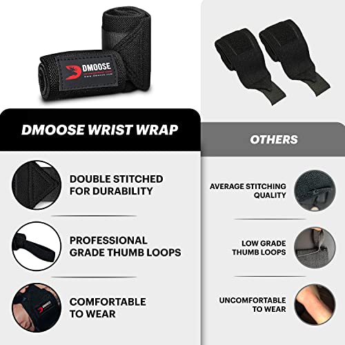 DMoose Gym Wrist Straps for Men 12 and 18 Inches Thumb Loops with Wrist Support for Workouts