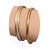 BRIGFUTU 18K Gold Plated Stainless Steel Women's Bracelet Set, 2-Pack Stackable Adjustable Open Bangles, Hypoallergenic Waterproof Zirconia Crystal Jewelry Gift for Women