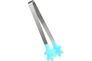 1Pc Hand Shape Silicone Food Clip Mini Food Clip Stainless Steel Salad Serving BBQ Tongs Food Grade Silicone Tong Tools Conve