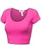 FPT Womens Basic Short Sleeve Scoopneck Crop Top Fuchsia M