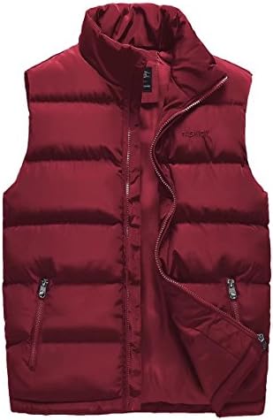 Msmsse Men's Warmer Puffer Vest Lightweight Packable Sleeveless Jacket Red L