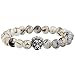 Jovivi 5pc Men Women Gold Plated Lion Head Black Lava/Matte Agate/Picture Stone/Dragon Grain Stone/Turquoise Energy Beads Stretch Bracelet 8mm