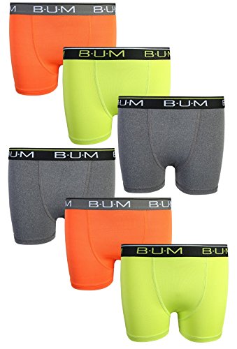B.U.M. Equipment Boys\' Performance Active Compression Underwear Boxer Briefs (6 Pack) (Orange/Charcoal/Lime, Large/12-14)' - Thumbnail 7