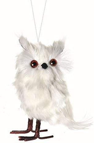 Regency International White Feathered Owl Bird Christmas Ornament