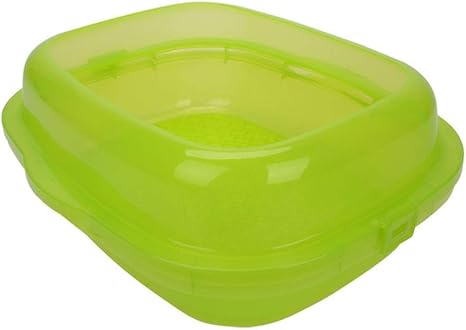 Amazon Co Jp 猫用トイレ本体 ペットトイレ トリプル層猫子猫オープンプラスチックトイレ砂トレイボックス透明ペットトイレ砂トイレトイレトイレ 付きフェンスペットトイレ 猫用トイレ犬用トイレ 色 緑 サイズ 50 42 cm ホーム キッチン