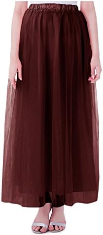 Kileyi Women's Long Tulle Tutu High Waist Layered Maxi Wedding Formal Skirt