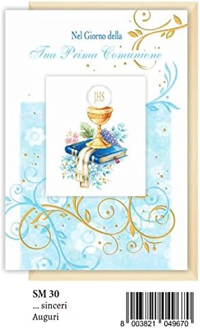 Biglietto Auguri Prima Comunione Calice Celeste Sinceri Auguri E Laminaz Amazon It Casa E Cucina