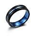 Tungary 7mm Mens Black Matte Finish Tungsten Carbide Rings Blue Groove Wedding Band Engraved Size 6 to 14