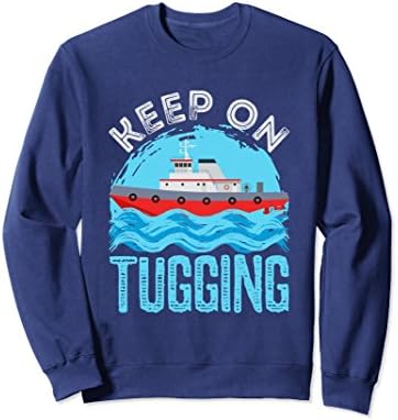 Unisex Tugboat Sweatshirt Distressed Tug Boat Gifts XL: Navy