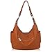 YALUXE Women's Double Zipper Soft Hobo Style Cowhide Leather Purse Shoulder Bag