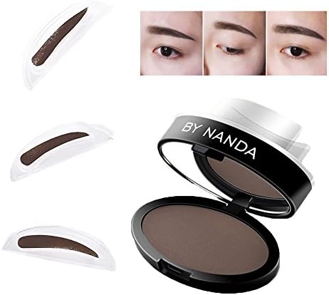 Eyebrow Stamp (Brown) Beauty Tool Waterproof Anti-sweat 3 Style Eyebrow Shapes and 1 Powder for Makeup Beginners