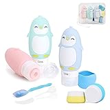 Travel Bottles 9 Pack, ieGeek Leak Proof Silicone Refillable Travel Containers Squeezable Travel Tube Sets Cosmetic Toiletry Containers TSA Approved w/Travel Bag for Shampoo/Conditioner/Soap/Lotion