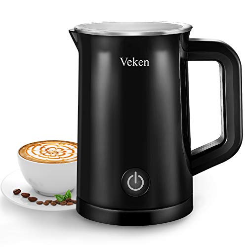 Veken Milk Frother, Stainless Steel Electric Milk Steamer, Automatic Foam Maker for Cappuccinos, Lattes, Hot Chocolate, Matcha, Milk Heater with Hot & Cold Milk Functionality (5.1 oz/10.2 oz)
