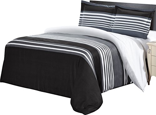 Utopia Bedding Printed Duvet-Cover-Set (King, Stripe) - Brushed Velvety Microfiber - Luxurious, Comfortable, Breathable, Soft & Extremely Durable - Wrinkle, Fade & Stain Resistant - Hotel Quality