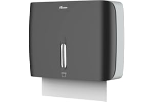 PLUSSEN Paper Towel Dispenser Wall Mount Commercial with Key Lock Compact Multifold Paper Towels Dispenser Wall Mount Folded Hand Towel Dispenser Holder for Bathroom Office Kitchen (Black)