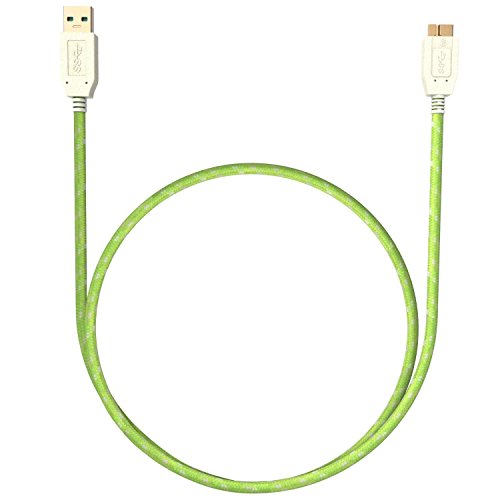 Pawtec Rugged SuperSpeed USB 3.0 Type A Male to Micro-B Charge & Sync Data Cable 5 Gbps 3.3 Feet/1Meter Gold Plated for Smartphones, External Drives, Computer Devices and Peripherals (Lime Green) - Thumbnail 2