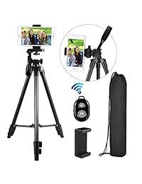 Trípode de teléfono, portátil y flexible, soporte ajustable para teléfono móvil con mando a distancia y clip universal compatible con iPhone Android teléfono compacto cámara digital cámara de deportes GoPro ...