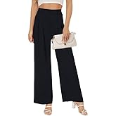 Buauty Womens Wide Leg Pants High Stretchy Waisted Dress Pants Business Casual Work Trousers Dressy Outfits with Pockets Black